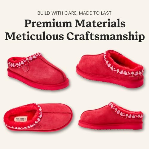 Image of Fireside by Dearfoams Women's Greta Genuine Shearling Clog Slippers, 100% Natural Suede Clogs for Outdoor & Indoor