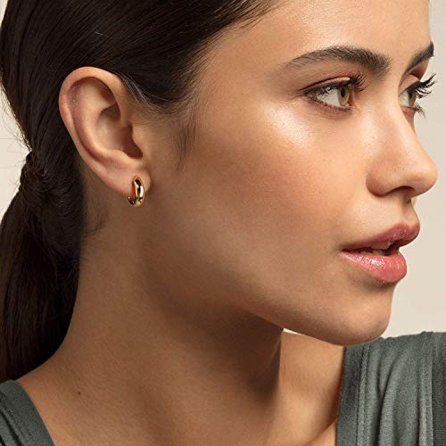 Allencoco Gold Hoop Huggie Earrings For Women - Hypoallergenic Earrings, Nickel Free, Chunky 14K Gold Plated #TOP2