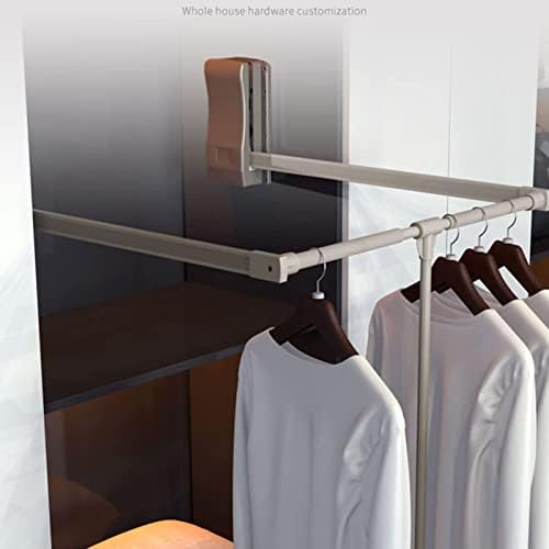 Closet Hanging Rod, Cloakroom Stainless Steel Wardrobe Rail Tube - Extendable Pull Out Closet Rod, Pull-Down Clothes Organizer with Soft Slides, Adjustable Width Fit(B-890-1210mm