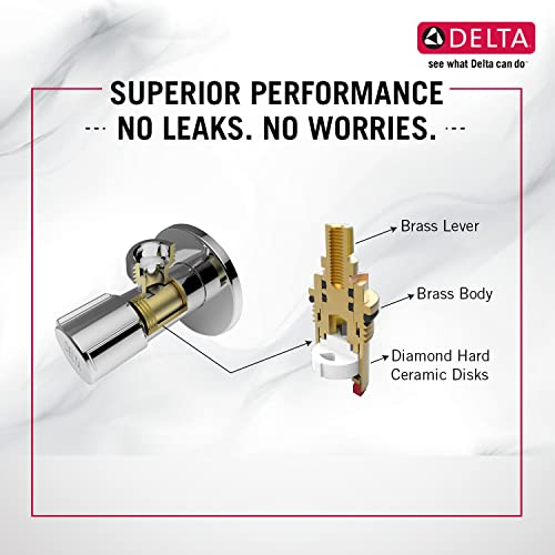 Image of DELTA FAUCET, Brass Quarter-Turn Angle Valve with Adjustable Wall Flange for Bathroom taps, Wash Basin, Geyser Connection, Polished Chrome, IAO36004