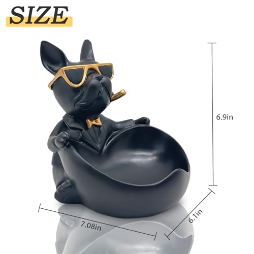 French Bulldog Candy Bowl Decor, Heart-Shaped Key Holder Bowl Candy Dish with Tray, Bulldog Accessories - Image 2