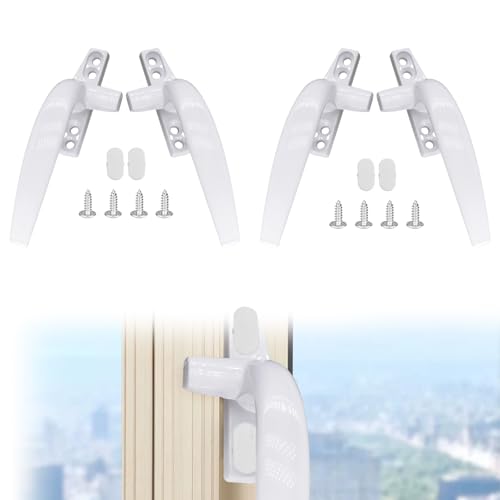 RFYTDCF 4PCS Window Handles, Window Latches for UPVC Windows Right/Left Hand Window Handle Replacement with Screws and Cover for Windows Sliding Doors (White)