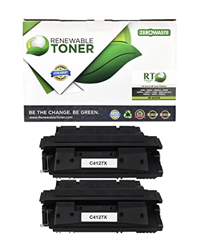 Renewable Toner Compatible 27X Toner Cartridge High Yield Replacement for HP C4127X Laser Printers 4000 4050 (Pack of 2) Renewable Toner Compatible 27X Toner Cartridge High Yield Replacement for HP C4127X Laser Printers 4000 4050 (Pack of 2)