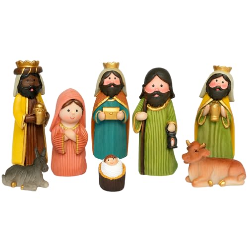 BEST&FREE Belén Infantil de Navidad Completo con 8 Figuras de 9 cm | Portal para Nacimiento Navideño Ideal para Decorar y Completar tu Escena