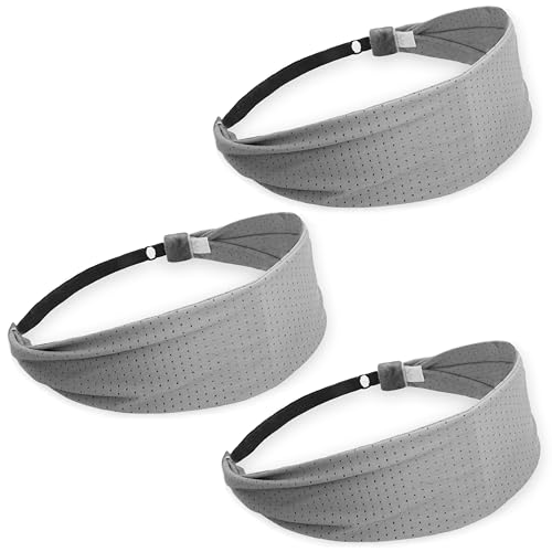 Image of FROG SAC Sport Headbands for Girls, Adjustable No Slip Sweat Wicking Athletic Hair Bands for Women, Stretch Elastic Workout Headband with Velvet Grip for Yoga Running Exercise Gym (Gray)