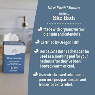 Earth Mama Herbal Sitz Bath | Pregnancy & Postpartum Essentials, Soothing Sitz Bath for Hemorrhoids with Witch Hazel, & Calendula, 6-Count (2-Pack)