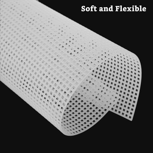 Image of ABuff 24PCS 7 Count Plastic Mesh Canvas Sheets, 7 CT Perforated Plastic Stitching Canvas Cross Stitch Mesh Canvas for Embroidery, Crafts DIY Crochet Projects, 13.2 X 10.2 Inch, White
