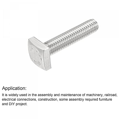 Image of uxcell Square Head Bolt, 10pcs M6x25mm Fully Thread 304 Stainless Steel Grade C Square Machine Screws