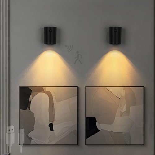 Aplique de pared LED recargable negro para iluminar pasillos oscuros y dormitorios modernos
