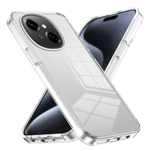 Kukoufey Compatible with Tecno Spark Go 1, Pop 9 4G, Spark Go 2025 Transparent Hard Acrylic PC Back Plate Shockproof Protective Case White