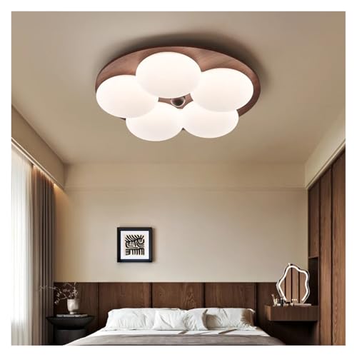 Walnut Wood Ceiling Lamp - Traditional Chinese Design, Three Colors,