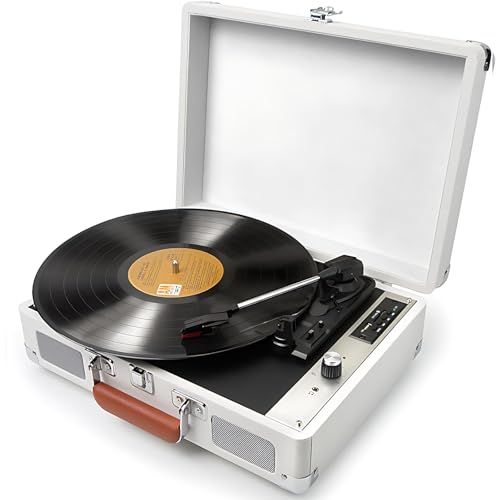 Giradischi Valigia Vintage, Giradischi in Vinile Bluetooth con 5 modalità di Riproduzione, Doppi Altoparlanti HiFi integrati nella Scheda, Giradischi LP a 3 velocità, fonografo Vintage Bluetooth