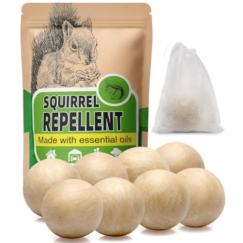 AUDQQM Squirrel Repellent Outdoor, Chipmunk Repellent for Garden, Squirrels Deterrent, Keep Squirrels & Chipmunks Away, Squirrels Repellant, Easy to Place for Yard, Attic & Bird Feeders, Pack of 8