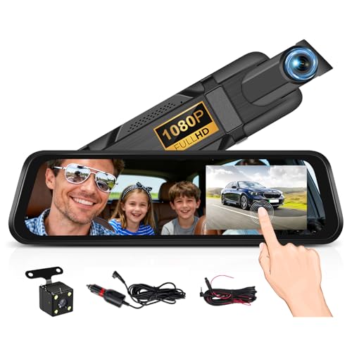 9.66 Inch IPS Mirror Dash Cam 1080P Front 480P Rear