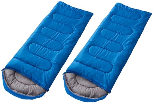 Set de 2 bolsas de dormir tipo momia, 8 pies, 20+ grados, azul con bolsa de transporte