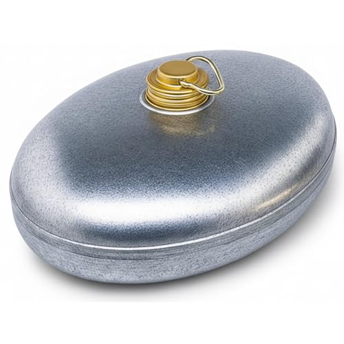 BURI Bouillotte 3 litres en zinc – Bouillotte robuste en métal argenté, fabriquée en...