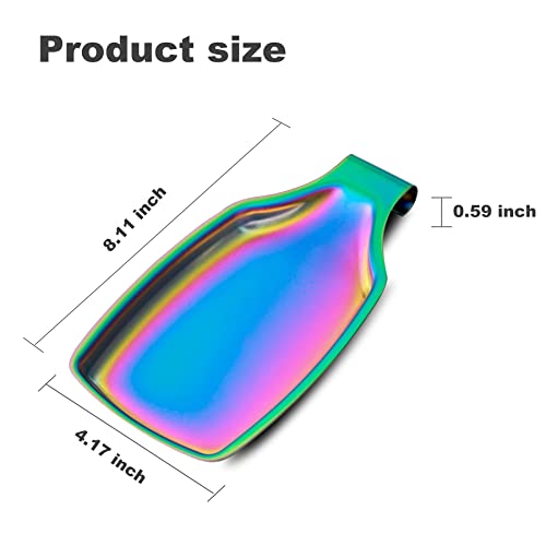 BETTWILL Rainbow Spoon Rest for Stove up, Stainless Steel Spoon Holder For Kitchen Counter, Large Spoon Rest, Spatula Spoon Ladle Utensil Holder, Dishwasher Safe, Rainbow Kitchen Accessories