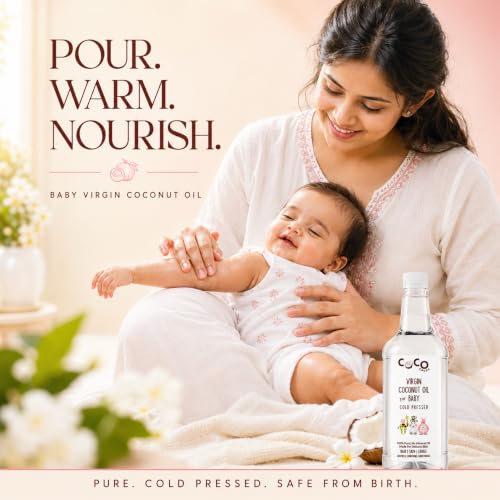 Image of Coco Crush Virgin Coconut Baby Oil | Natural Massage & Hair Care Oil for Babies | Cold Pressed | Gentle Body & Scalp Care | 2 * 500ML(1000ML)