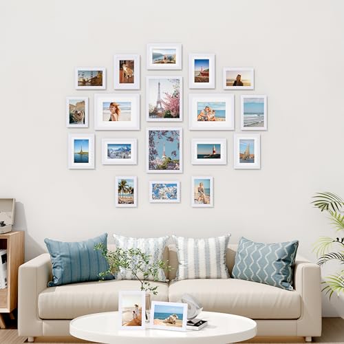 Image of Vittanly 20 Pack Picture Frames Collage Wall Decor, Gallery Wall Frame Set with 4Pcs 8x10, 8Pcs 5x7 and 8Pcs 4x6 Photo Frames, Picture Frame Set for Wall Collage or Tabletop Display, White