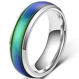 4mm Stainless Steel Temperature Sensative Color Changing Wedding Band Mood Ring (Silver, 10)