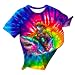 ZSKQJLW Kids Rainbow Cat Riding Shark Tie Dye Shirt for Boys Girls Children Youth Neon Hippies Clothes Tie-Dyed Tee 5-14Years Outfit Tshirt Size 12