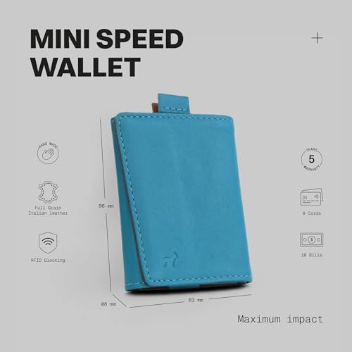 Image of The Frenchie Co. - Speed Wallet Mini - Ultra-Slim RFID Blocking Card Holder - Quick-Access Pull Tab - Full-Grain Italian Leather Minimalist Front Pocket Wallet for Men & Women