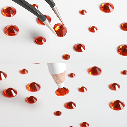 Image of Beadsland Rhinestones for Makeup,8 Sizes 2500pcs Orange Flatback Rhinestones Eye Gems for Nails Crafts with Tweezers and Wax Pencil,Orange,SS4-SS30