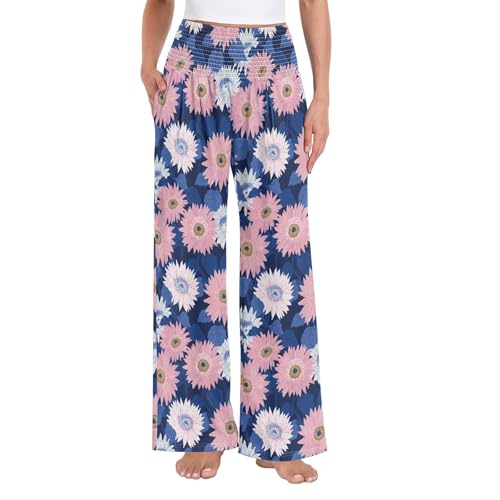 Pantalon palazzo extensible rose : idéal pour le yoga, le télétravail et les sorties décontractées