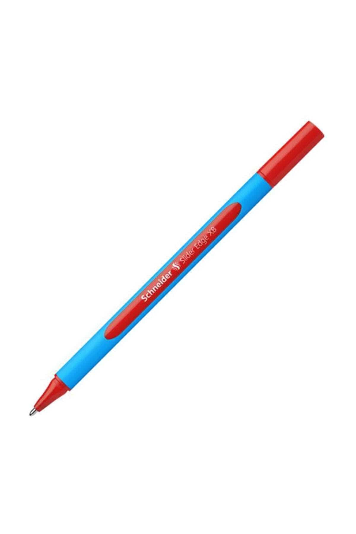 Schneider 152202 Ballpoint Pen Slider Edge with Cap XB Red Barrel Colour: Cyan-Red Pack of 10