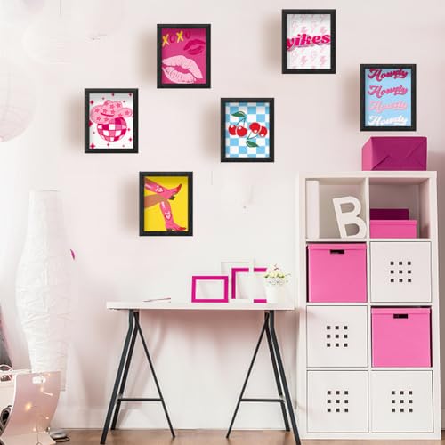 SUPERDANT Pink Blue Art Poster Modern Aesthetics Canvas Prints Poster Cheetah Red Lips Wall Poster Personalised Wall Art Prints for Preppy Room Bedroom Living Room Decoration Unframed Set of 9 - Image 4