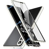 Xperia 10 VI 両面ガラス ケース クリア [SO-52E SOG14 A402SO XQ-ES44] カバー エクスペリア 10 VI ケース アルミバンパー スマホケース 背面 半透明 全面保護 Xperia 10 vi 用ケースフルカバー カメラレンズ保護 手帳型 磁気吸着 ロック付き 薄型 お洒落 人気, シルバー