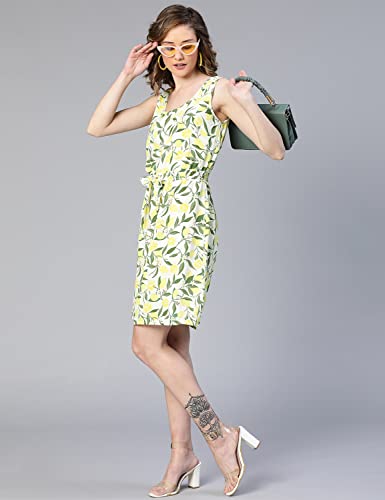 Image of oxolloxo Women Floral Print Elasticated & Tie-Knotted Dress