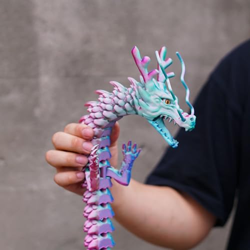 Super Huge Large Dragon 3D Printed Dragon with movable mouth and eyes,Flexible Realistic Articulated Animal Fidget Toys,Mystery Figurines Gifts,Executive Desk Décor Collectible (33.5inch/colorfulA) - Image 7