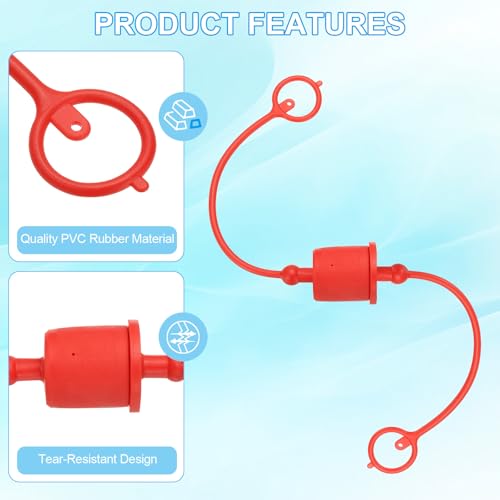 Image of PATIKIL 1 inch ISO-B Hydraulic Coupler Male Dust Cap and Female Plug Cover, Set of 4 Rubber Quick Disconnects Port Plug Cover Fittings Red Cap with Retention Ring