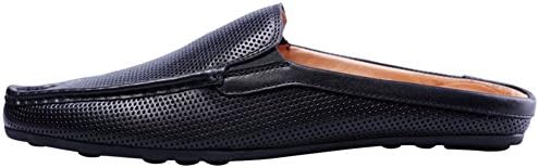 Santimon Men Leather Dress Mules Breathable Punching Backless Slippers Slip-On Shoes Black 8 | Image 1