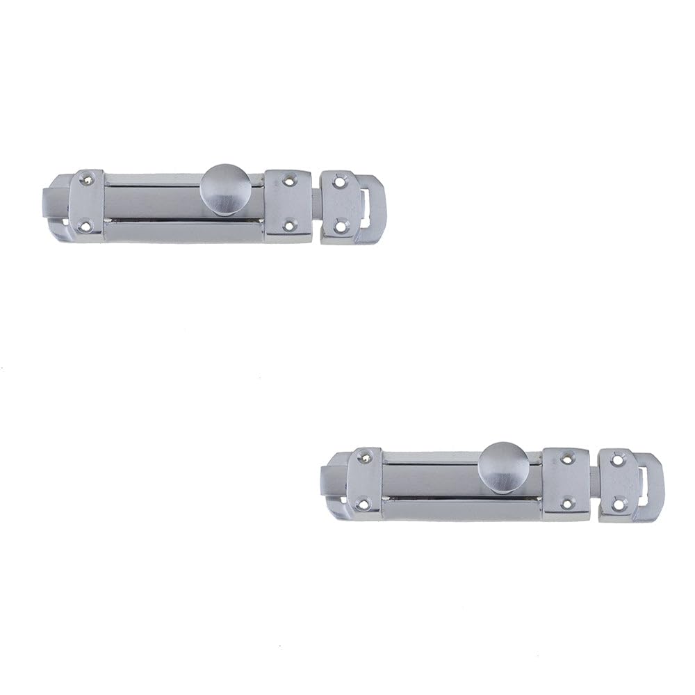 Loops Satin Chrome 2 Pack Premium 116X30mm Contract Door Bolts For Ultimate Security - Door Bolt Lock