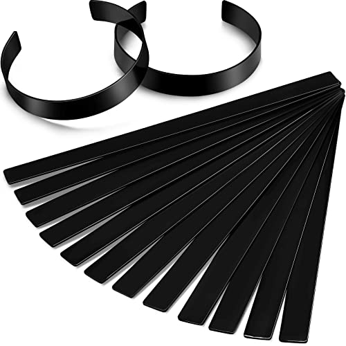 Lewtemi 36 Pieces Anodized Aluminum Bracelet Metal Stamping Blanks 7 x 0.5 x 0.05 Inches Engraving Metal Stamp Bracelet Blanks for DIY Cuff Bracelet Jewelry Making, Black