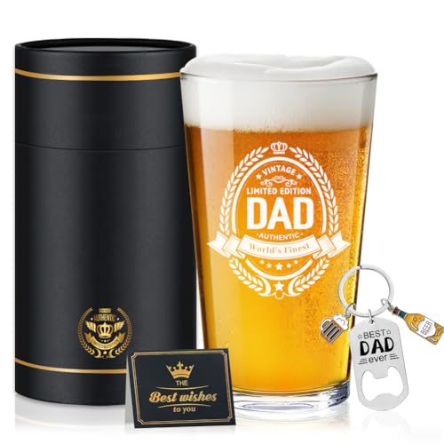 Fabuloustrim Dad Birthday Gift Beer Glass Fathers Day Present Christmas Gifts for Dad Daddy Birthday Idea Beer Glass for Men Gifts for Him Gift Sets for Men