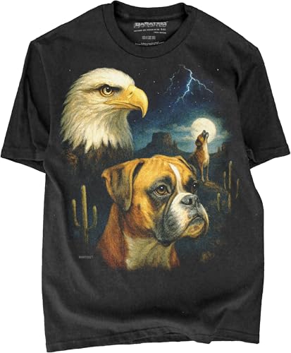 BABATEES Boxer Moonlit Artwork Premium Black Tshirt - 100% Cotton - for Men & Women