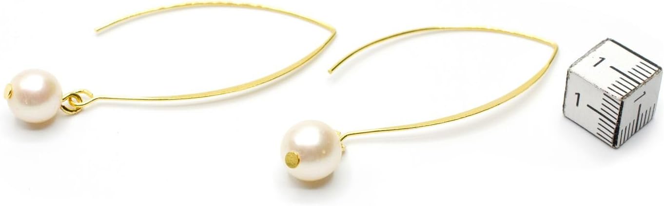 Miniblings White Pearls Beads Earrings Gold Pull Through - Handmade Fashion Jewelry - Earring