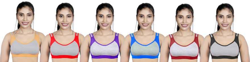 DESNUDA Women Non Padded Sports Bra Everyday Sports Bra Girls Sports Bra Multicolor Sports Bra Combo Pack of 6