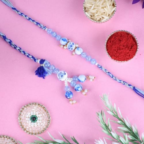 Image of Traditional Rakhi For Bhai- Bhabhi For Raksha Bandhan| Handcrafted Thread Bracelet For Brother| Indian Designer Rakhi for Bhaiya & Bhabhi Combo