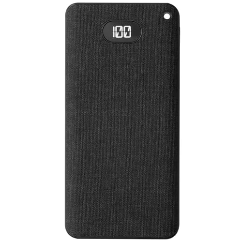 S-link IP-G10RW - Cargador de batería portátil inalámbrico USB + tipo C + micro negro de 10000 mAh con pantalla LCD