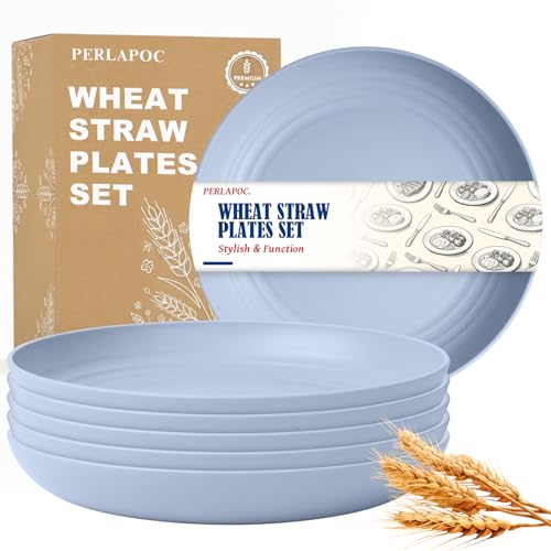 Image of 6PCS Outdoor Dinner Plates Set, 9In Unbreakable Wheat Straw Plate