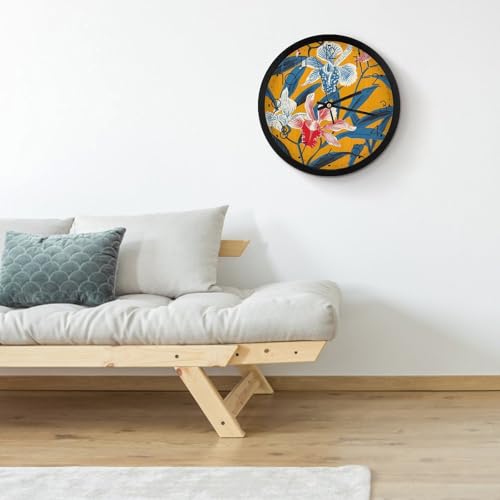 Horloge murale numérique jaune moutarde à LED grand format
