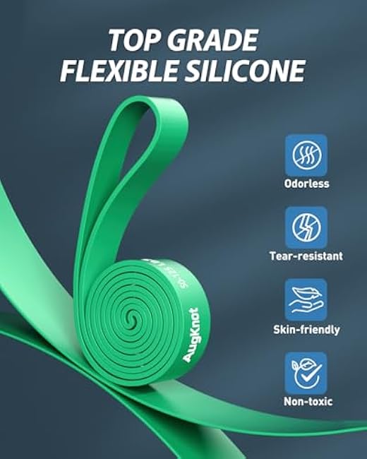 Resistance Bands for Working Out: 5-Levels Exercise Bands Set - Pull Up Assistance Elastic Silicone - Physical Therapy/Stretching/Training - Home Gym for Women&Men