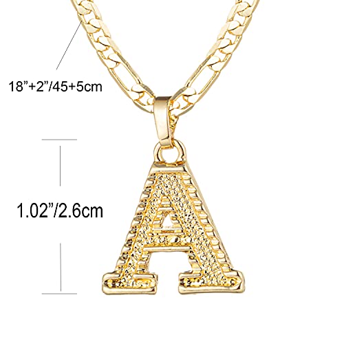 Kelistom Initial Necklace For Women Men Girls Boys, Gothic 14K Gold Plated 26 Letters Pendant Necklace, Figaro Paperclip Chain With Extension #TOP1