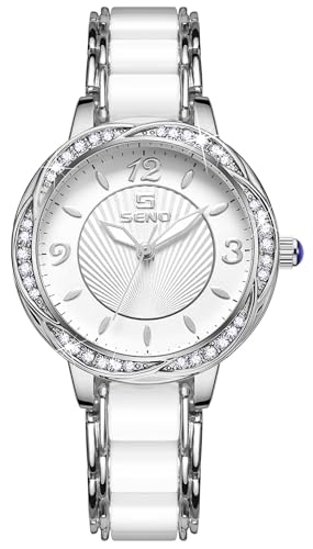 Montre femme céramique blanche et strass éclatants pour une élégance intemporelle au quotidien