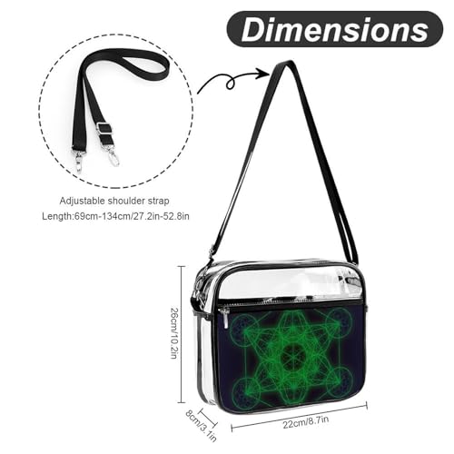 Metatrons Cube Large Clear Stadium Bag Clear Mini Messenger Bags with 2 Compartments Crossbody Bag2