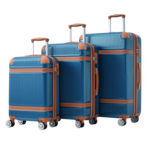 Luggage 3 Piece Set Hardshell Carry on Suitcase Sets with 8 Spinner Wheels Portable Lightweight Expandable Luggages with Tsa Lock Travel Rolling Luggage (20"/24"/28") Blue One size -  Tzou, 0UenZWdxzpk1LmhC860jlQf13